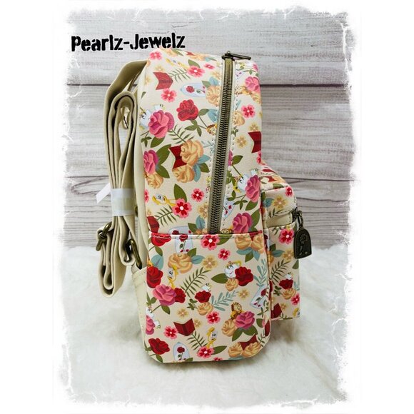 Loungefly Disney Beauty & Beast Belle Flowers Characters Floral Rose Backpack main image 6